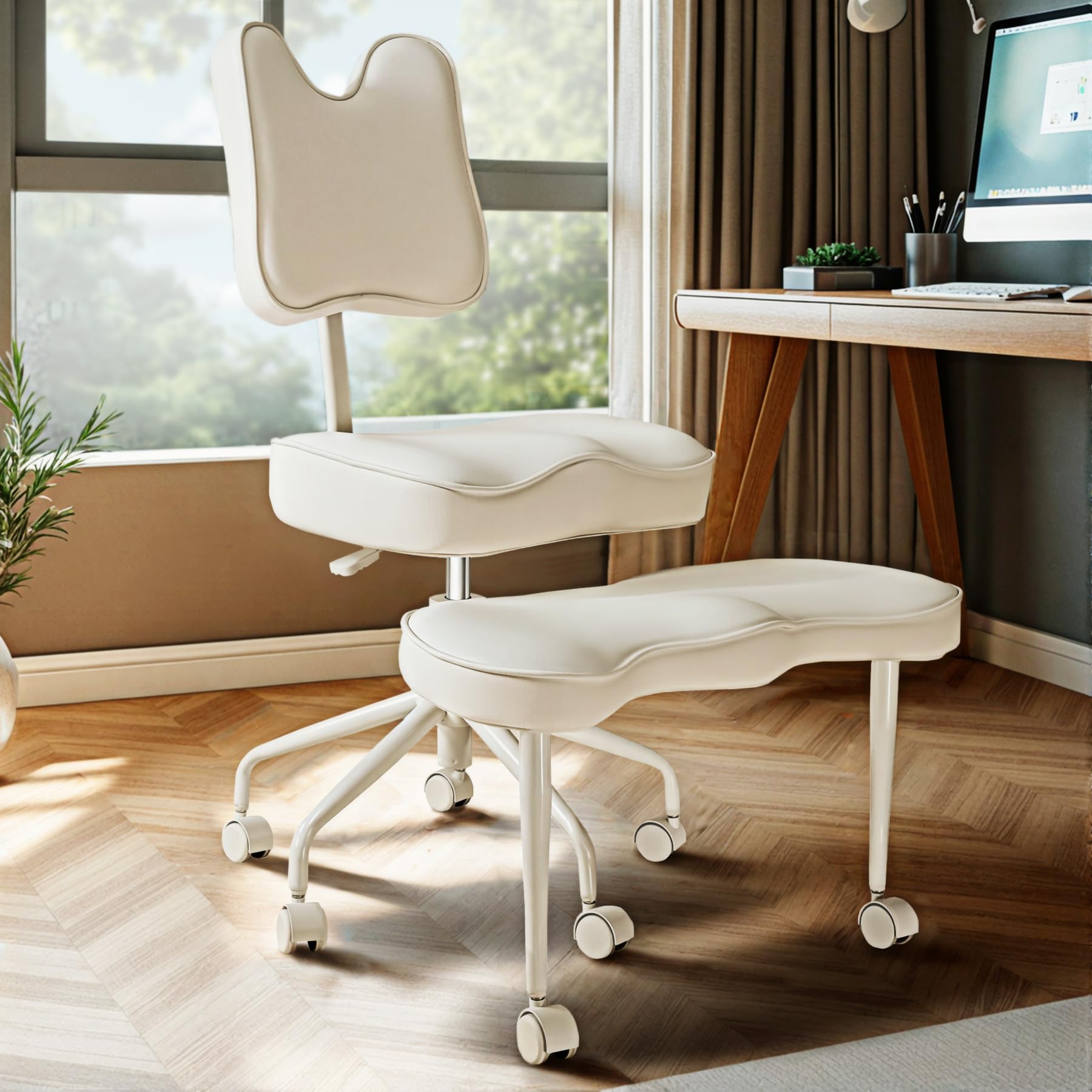 HomeMiYN Ergonomic Cross Legged Chair for Home Office, 360° Swivel